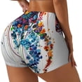 thumbnail image 1 of Balery Colorful Floral Jellyfish Pantalones cortos de entrenamiento estampados para mujer, sin costuras, ajustados, para gimnasio, yoga, correr, deportes, ejercicio activo, fitness.-Large, 1 of 8