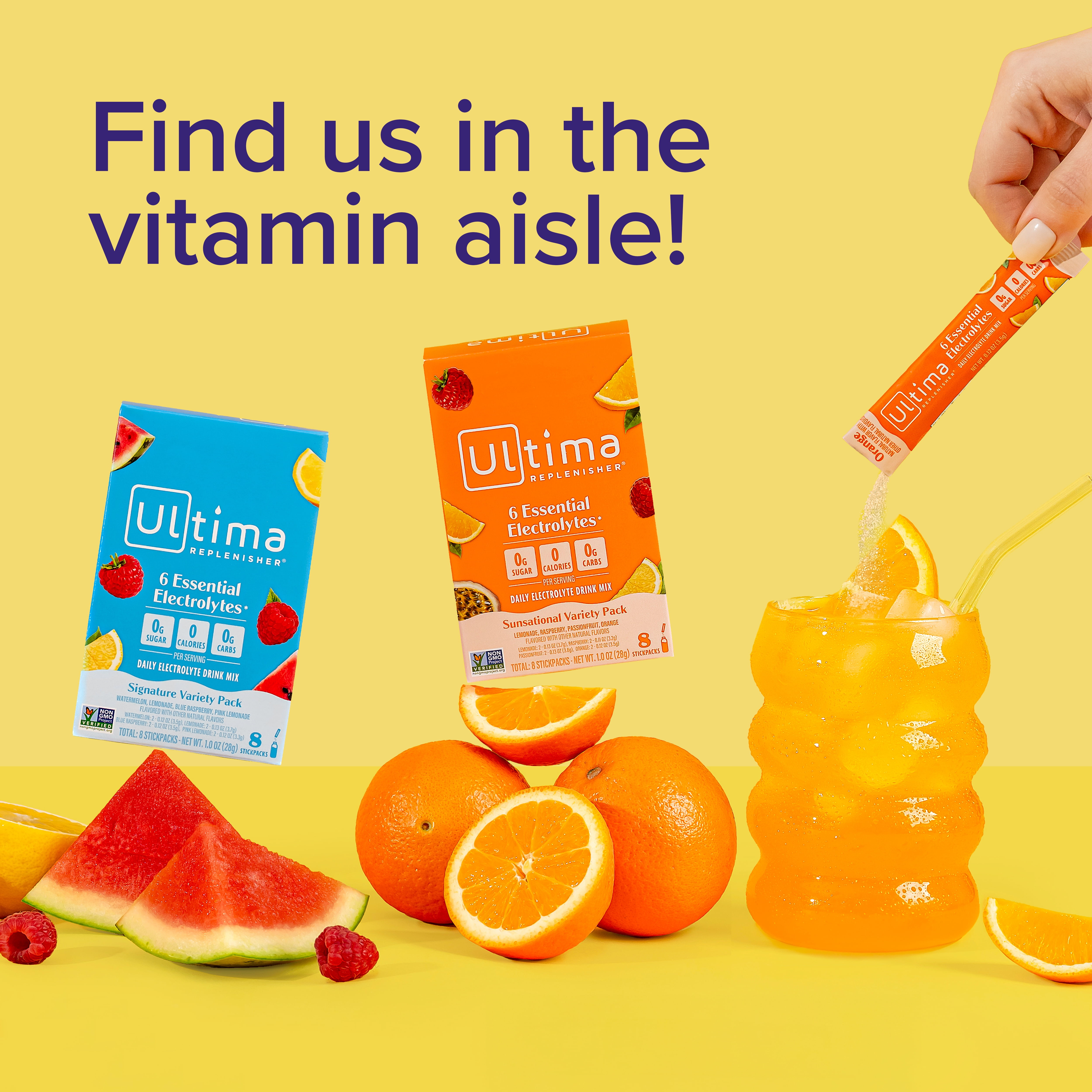 Ultima Replenisher, Sunsational Variety Pack, 8 Count, Electrolyte Supplement
