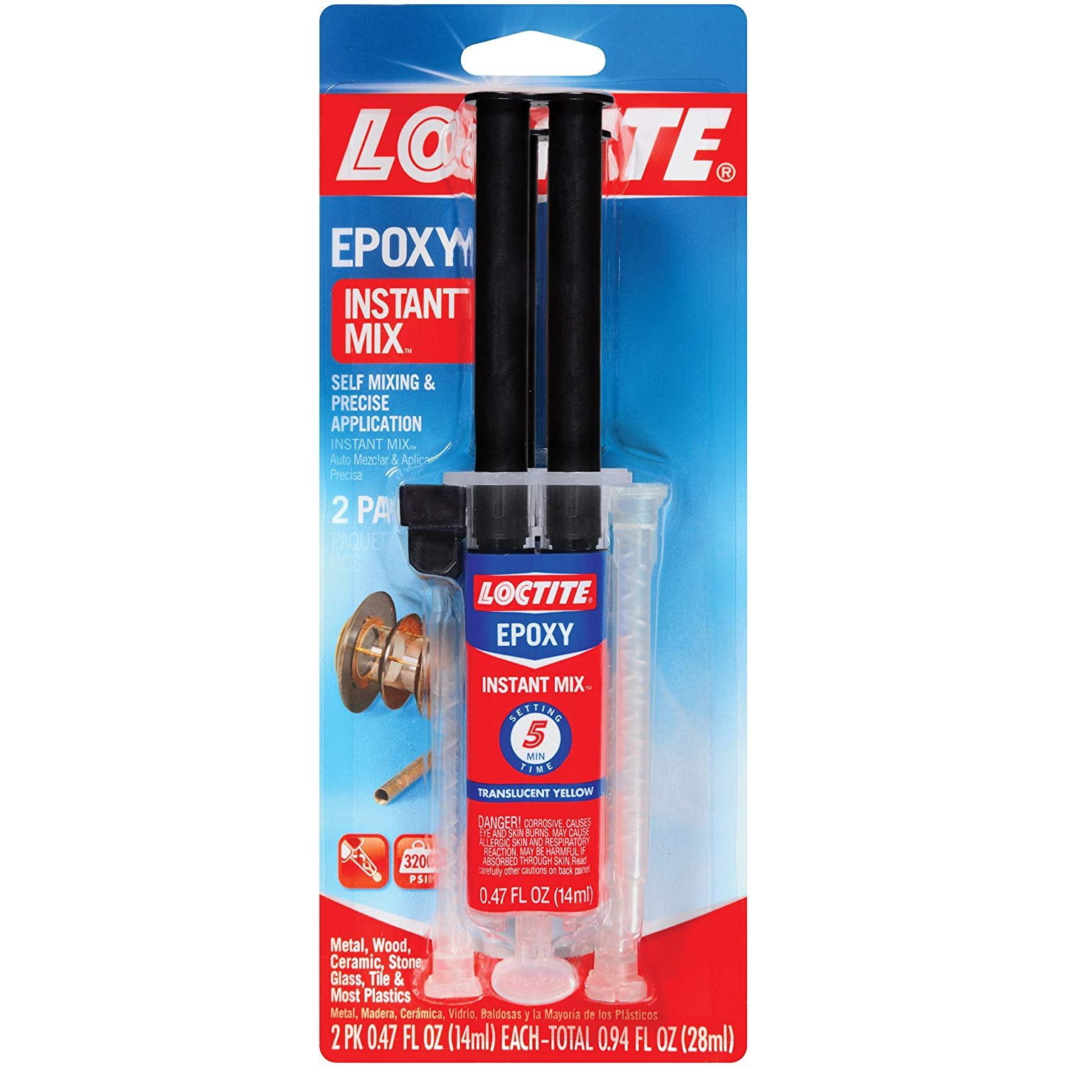 Loctite Epoxy Five Minute Instant Mix, Two 0.47Fluid Ounce Syringes