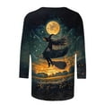 thumbnail image 4 of Riecok Womens Halloween Shirts Plus Size 3/4 Sleeve Crewneck Witch Printed Tunic Tops Holiday Party Clothes Multicolor M, 4 of 4