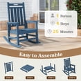 thumbnail image 5 of LOYALICE HDPE Outdoor Rocking Chair for Porch Patio, All-Weather High Back Rocker with Wood-Grain Texture, Heavy-Duty Deck Garden Seating, Fade-Resistant & Easy to Clean,Navy Blue, 5 of 10
