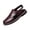 Brown, variant on Men's Faux Leather Close-Toe Sandals with Adjustable Ankle Strap Breathable Lightweight Summer Arch Support Slip-On Flats Casual Dress Beach Walking Office Formal Work Shoes, White, 7.5