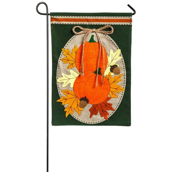 Evergreen Pumpkin Duo Burlap Garden Flag, 12.5 x 18 inches