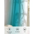 thumbnail image 6 of Sheer Curtains 72 inches Long, Turquoise White Ombre Gradient Color Light Filtering Sheer Window Curtains Rod Pocket Voile Drapes for Bedroom Living Room, 52"W x 72"L 2 Panels, 6 of 7