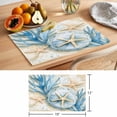 thumbnail image 6 of Blue Beach Coastal Placemats Set of 6 Summer Starfish Nautical Shell Place Mats Indoor Wipeable Table Mats Washable Cloth Dining Table Placemats for Kitchen Holiday Party Home Decor 13x19 Inch, 6 of 9