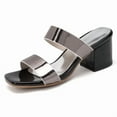 thumbnail image 3 of Wide Width Women's Heeled Sandals Two Strap Square Open Toe Sandals Low Heels 2-Inch Chunky Dress Shoes, 3 of 4