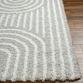 thumbnail image 4 of Hauteloom Noah Akela Living Room, Bedroom Soft Shag Neutral Area Rug - High Shaggy Plush Pile - High Low - Striped Boho Farmhouse - Gray, White - 6'7" x 9'6", 4 of 6
