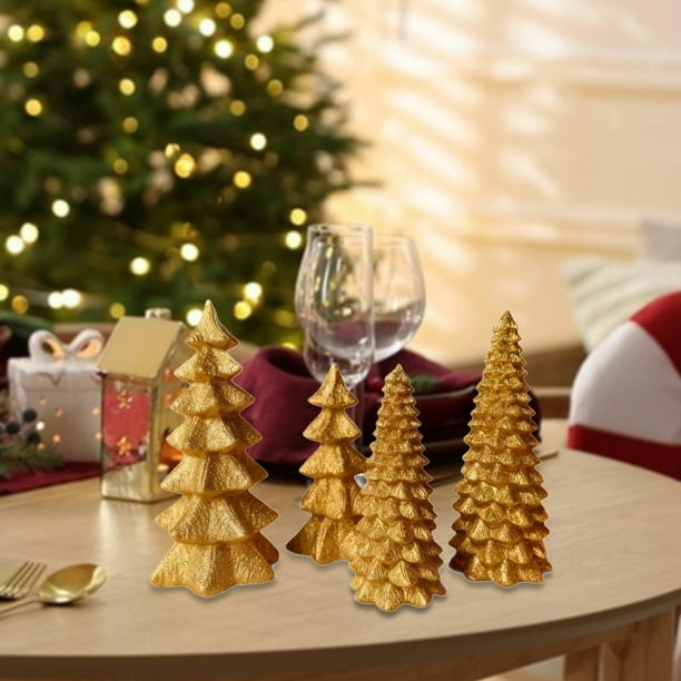 4 lámparas navideñas iluminadas de resina artificial para de , decoración navideña de mesa para escritorio, adornos para el hogar.