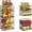 Natural, variant on 4 Pack Stackable Wire Baskets for Pantry Organizers and Storage, Pantry Baskets with Fixed Wooden Top, Fruit and Vegetable Storage Bins for Organizing Onion Potato Snack for Kitchen
