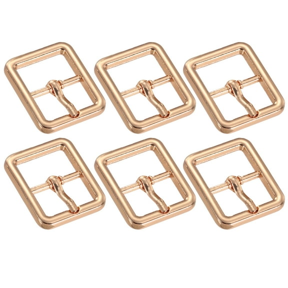 Uxcell Metal Roller Buckle, 6Pack 0.75 Inch Single Prong Belt Buckle Rectangle Center Bar Buckles for Leather Craft Accessories Belt, Gold