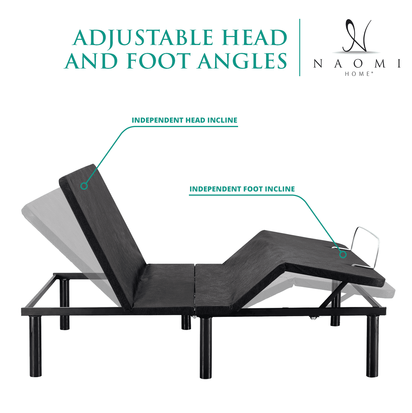 Naomi Home Serenity Electric Adjustable Queen Bed Frame, Head