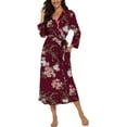 thumbnail image 3 of Peignoir pour Femmes Léger à Manches 3/4, Robe de Chambre Kimono à Col en V, Longue Tenue de Nuit, 3 of 5