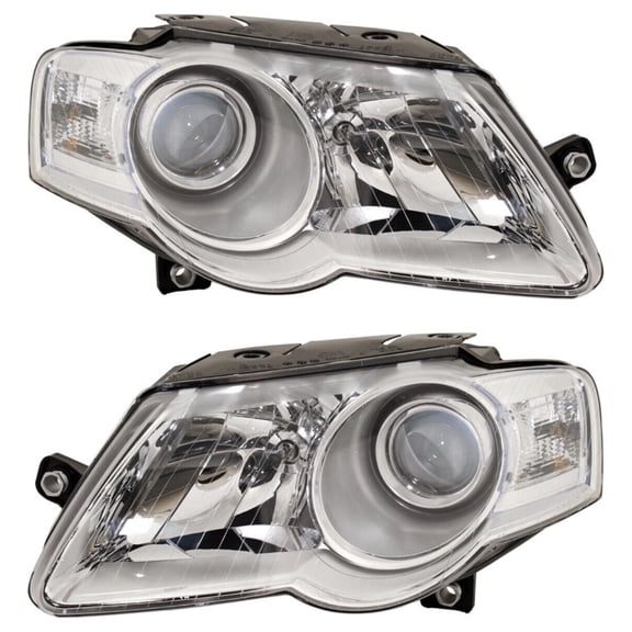 Headlight Set For 2006-2010 Volkswagen Passat Left & Right Side Clear Lens