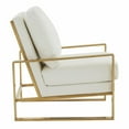thumbnail image 5 of LeisureMod Jefferson Modern Leather Arm Chair with Gold Frame Set of 2 and Octagonal Coffee Table with Gold Geometric Base for Living Room (White), 5 of 14