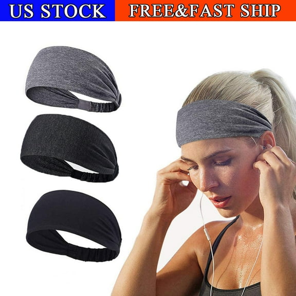 Men Women Sports Headband Anti-Sweat Hair Bands Running Yoga Stretch Fitness(Dark Grey)