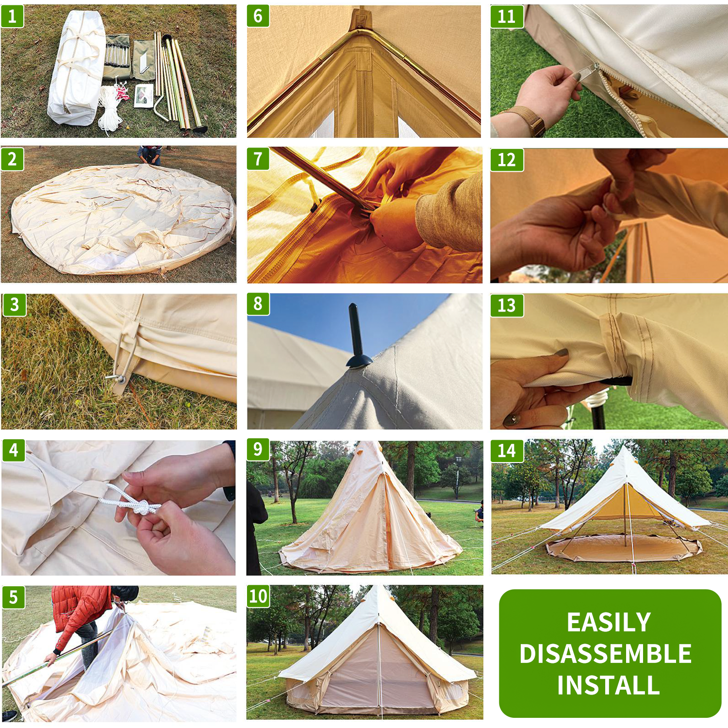 Canvas Bell Tent for 2 Person Camping 9.8ft/3m, Heavy Duty