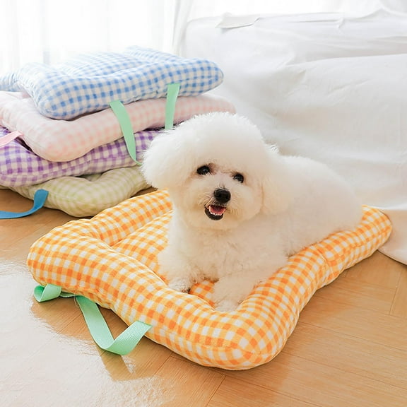 Dog Bed Pad Dog Sleeping Pad Pet Mattress Bed Pad Bed Pad Bed Pad Thick Soft Cushion Velvet Pad, Orange(XS)