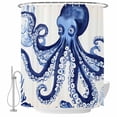 thumbnail image 2 of Navy Blue Octopus Coastal Waterproof Fabric Shower Curtain,Nautical Summer Beach Ocean Waterproof Fabric Shower Curtain for Bathroom Curtains Bathtubs Shower Curtains with 12 Hooks Stall 54x78in, 2 of 8