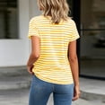 thumbnail image 3 of KyCheLot Stripe T-Shirts for Women Summer Solid Color Crew Neck Short Sleeve Clothes Comfy Casual Workout T-Shirts, 3 of 7