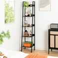 thumbnail image 3 of 5-Tier Ladder Shelf, Corner Bookshelf for Living Room, Balcony, Home Office, Bookcase Storage & Display Shelf, Black, 3 of 8