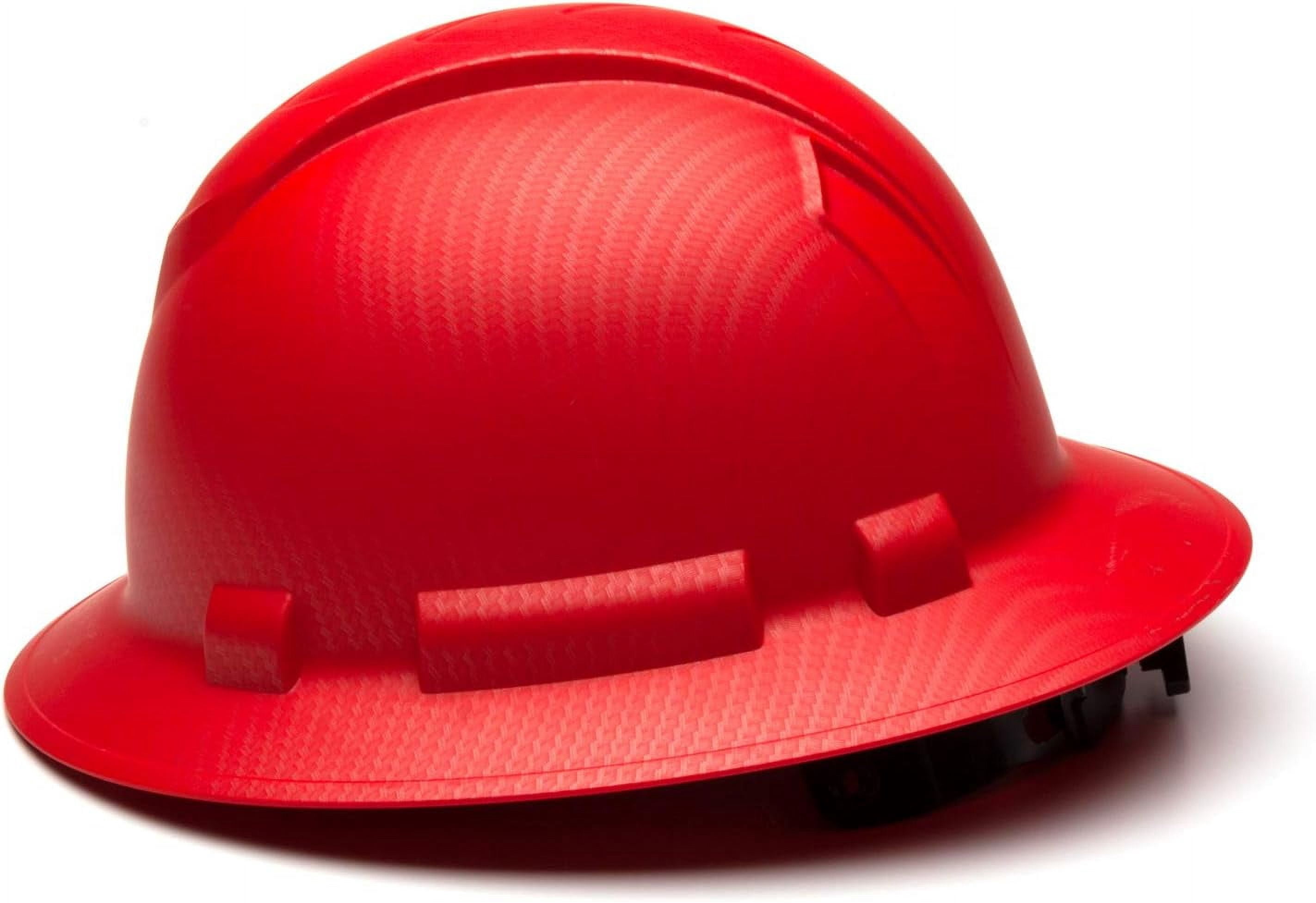 Pyramex Ridgeline Full Brim Hard Hat 4 Point Ratchet Matte Red Pattern