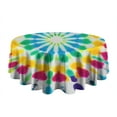 thumbnail image 5 of Colorful Rainbow Tie Dye Spiral Pattern Round Tablecloth 60"x60",Wrinkle Wipeable Table Cloth for Kitchen Dining Room Picnic Patio Party, 5 of 6