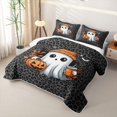 thumbnail image 3 of Manfei Dark Aesthetic Halloween Ghost Quilt Full,Black Cheetah Print Full Bedspread Sets,3pcs,1 Coverlet and 2 Pillowcases, 3 of 7