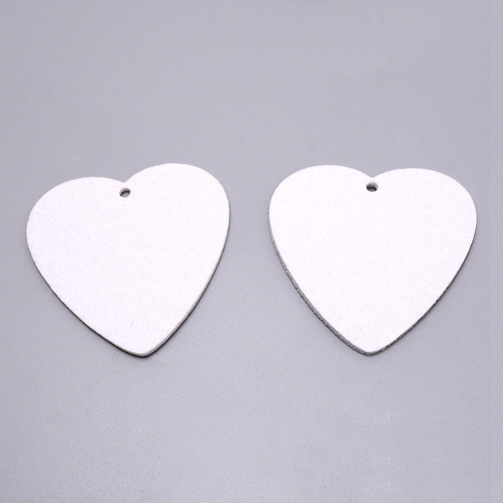 10Set Felt Heat Transfer Printing with Ropes & OPP Bags Heart Sqaure Rectangle & Flat Perfume Pieces Set Round White 8~50x7~13x0.3cm Hole: 5mm 30pcs/set