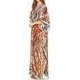 thumbnail image 4 of Sakkas Georgettina Flowy Rhinestone V Neck Long Caftan Dress / Cover Up - 17208-BlackWhiteMulti - One Size, 4 of 5