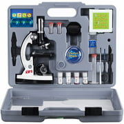 AMSCOPE-KIDS M30-ABS-KT2-W Beginner Microscope Kit, LED and Mirror Illumination, 300X, 600x, and 1200x Magnification, Includes 5