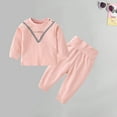 thumbnail image 4 of Elainilye Fashion Baby Girl Fall Outfits Underwear Set Cotton Mock Neck Winter Coat High-waisted Pants 2 Piece Set,Pink, 4 of 5