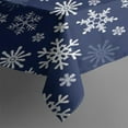 thumbnail image 3 of Dark Blue Christmas Snowflake Pattern Rectangle Tablecloth 60"x84",Waterproof Polyester Rectangle Table Cloth, Wipeable Spillproof Polyester Tablecloth for Dining, Camping, Indoor and Outdoor, 3 of 5