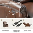 thumbnail image 5 of Luxury Genuine Leather Wingback Power Recliner Chair with USB, Nailhead Trim and Solid Wood Legs Brown, 5 of 9
