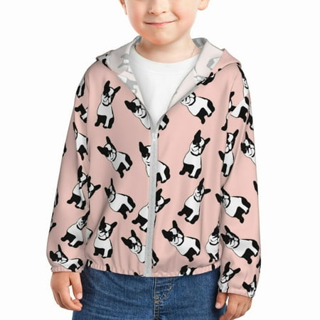 

Junzan French Bulldog1 for Kids Sun Protection Hoodie Boys Rash Guard with UPF 50+ Sun Protection Summer Jacket Long Sleeve Fishing Hiking Sun Shirt-18 Months