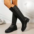 thumbnail image 2 of YLYL Women's Knee High Boots Chunky Block Heel Wide Calf Zip up Fall Tall Riding Boots with Buckle, 2 of 9