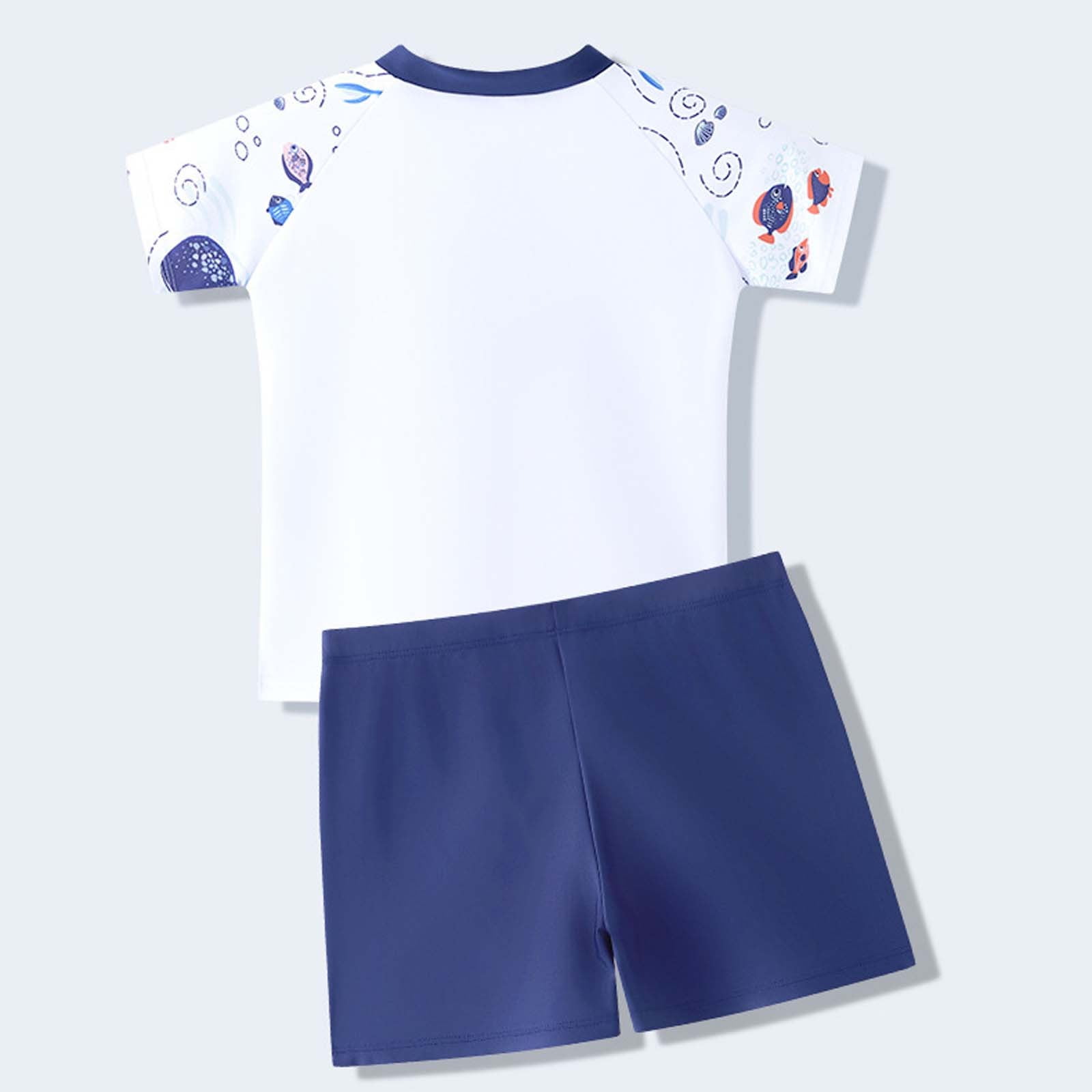 Shadoumai Kids Swimming Suit Stretch Swimwear Set Boys Swim Shirt and Shorts Set Kids Bathing Suits