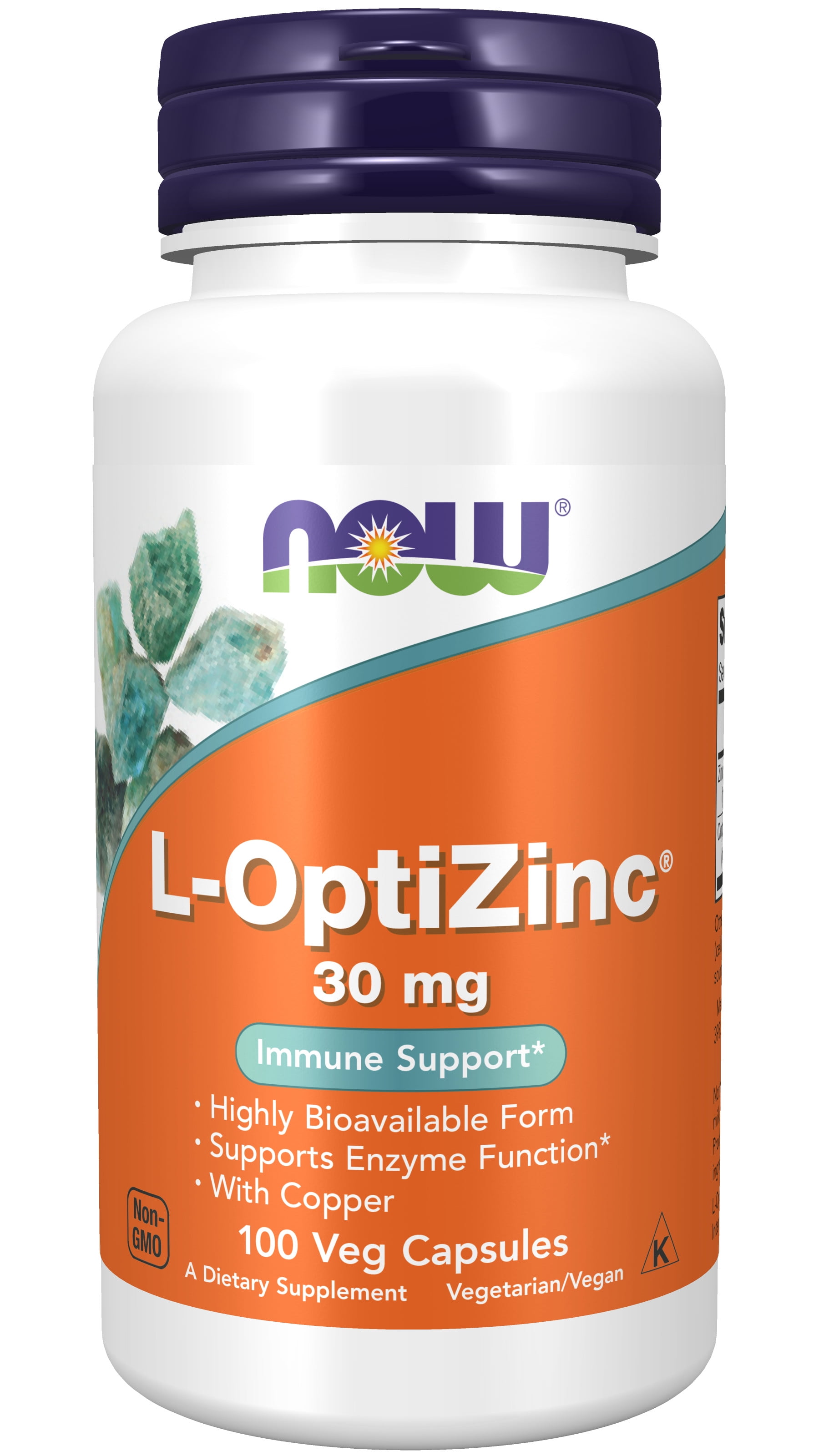 NOW Supplements, L-OptiZinc® 30 mg with Copper, Highly Bioavailable Form, Immune Support*, 100 Veg Capsules