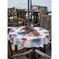 thumbnail image 2 of Outdoor Tablecloth with Umbrella Hole for Patio/Picnic/Party/Camping, 4th of July Waterproof Table Cloth Round Cover Washable, Independence Day Floral Blue Red Botanical (Dia 54"), 2 of 9