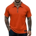 thumbnail image 3 of Hearthz Quarter Zip Polo Shirts for Men Short Sleeve Shirt for Men Collared Mens Golf Shirt Red XXXL, 3 of 7