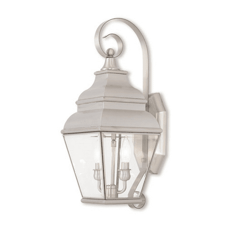 

Brushed Nickel Tone Finish Wall Sconces Candelabra Base Type 8 Wide 2 Light Fixture