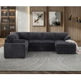thumbnail image 4 of Hybition Fabric U-Shape Sofa Modern Pull out Sofa bed  & Storage Space-Grey, 4 of 8