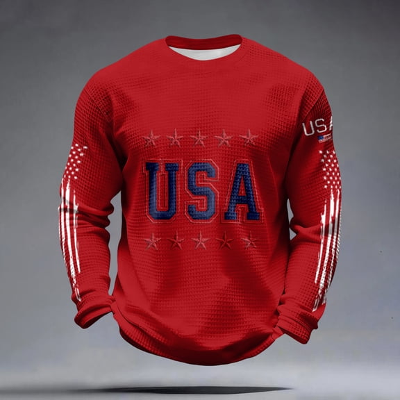 Dwelliawo 250 Anniversary Usa Sweatshirt Men United States 250 Years Anniversary 2026 Usa Flag American Sweatshirts Casual Lightweight Tops Sweatshirt Red L