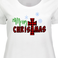 thumbnail image 4 of Inktastic Merry Christmas Buffalo Plaid Cross with Snowflakes Women's Plus Size T-Shirt, 4 of 5