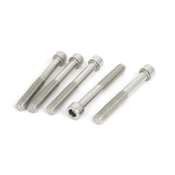 Tornillos de cabeza hexagonal con socket de acero inoxidable M8x65mm de media rosca, 5 piezas