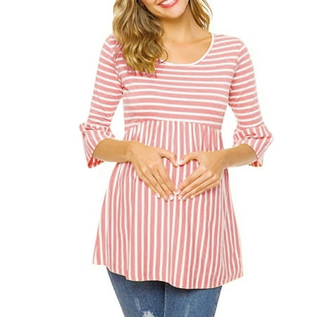 

Simplmasygenix Womens Maternity Clearance Short Sleeve Summer Tops Women s Nursing Striped Tops for Breastfeeding Blouse Shirt