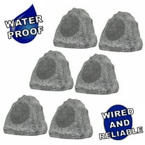 Theater Solutions 6R6G Outdoor Granite 6.5" Rock 6 Speaker Set for Deck Pool Spa Yard Garden