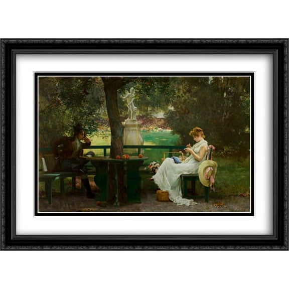 In Love 2x Matted 38x28 Large Black Ornate Framed Art Print by Marcus Stone