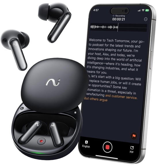 Víaim RecDot / Wireless Bluetooth AI Earbuds con Transcripción en Vivo - Negro