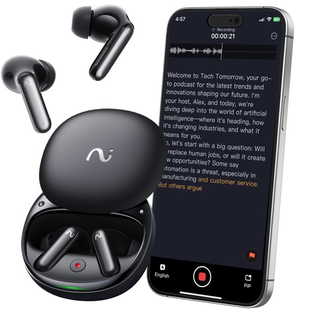 Víaim RecDot / Wireless Bluetooth AI Earbuds con Transcripción en Vivo - Negro