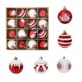 thumbnail image 2 of Puntoco Juego de caja de regalo con colgante de árbol de Navidad de 16 piezas/6 cm con bolas de Navidad y bolas galvanizadas rojas y blancas para decoración navideña, 2 of 9